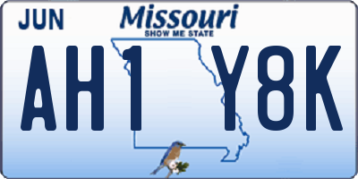 MO license plate AH1Y8K