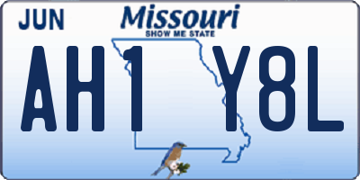 MO license plate AH1Y8L