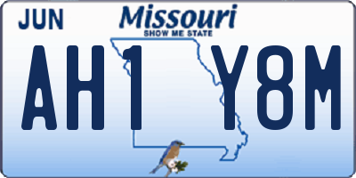 MO license plate AH1Y8M