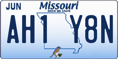 MO license plate AH1Y8N