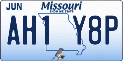 MO license plate AH1Y8P