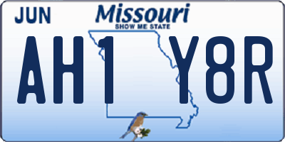 MO license plate AH1Y8R