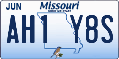 MO license plate AH1Y8S