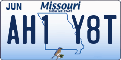 MO license plate AH1Y8T