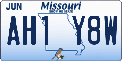 MO license plate AH1Y8W