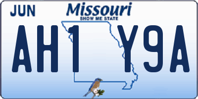 MO license plate AH1Y9A