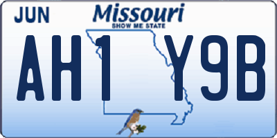 MO license plate AH1Y9B