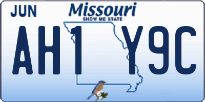 MO license plate AH1Y9C