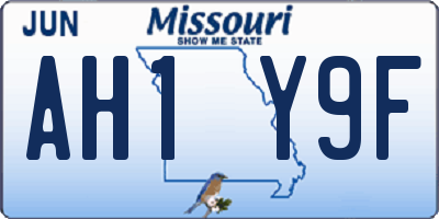 MO license plate AH1Y9F