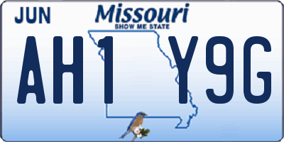 MO license plate AH1Y9G