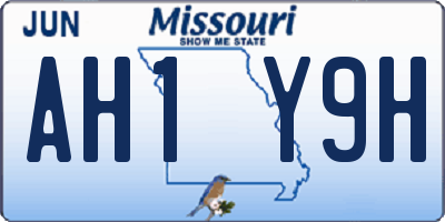 MO license plate AH1Y9H