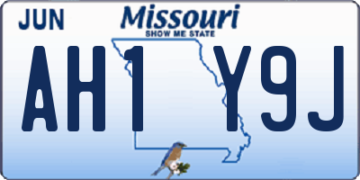 MO license plate AH1Y9J