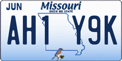 MO license plate AH1Y9K