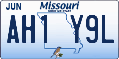 MO license plate AH1Y9L