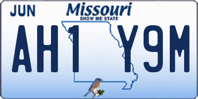 MO license plate AH1Y9M