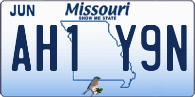 MO license plate AH1Y9N