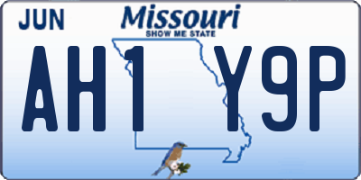 MO license plate AH1Y9P