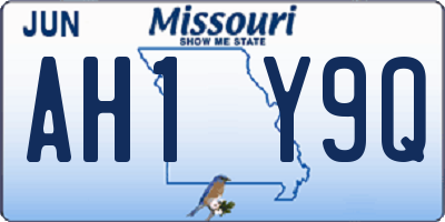 MO license plate AH1Y9Q