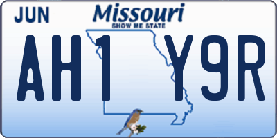 MO license plate AH1Y9R