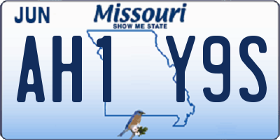 MO license plate AH1Y9S