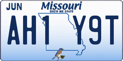 MO license plate AH1Y9T