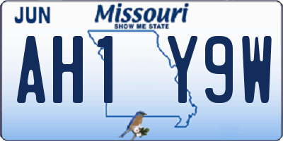 MO license plate AH1Y9W