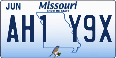 MO license plate AH1Y9X