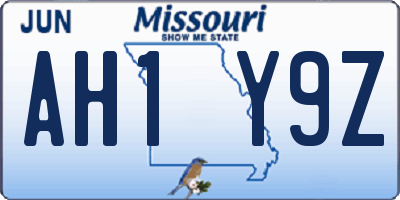 MO license plate AH1Y9Z