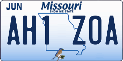 MO license plate AH1Z0A