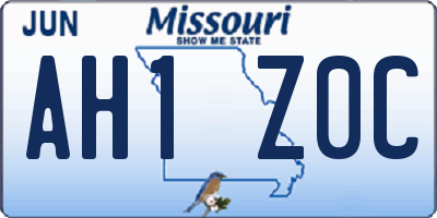 MO license plate AH1Z0C