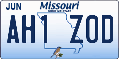 MO license plate AH1Z0D