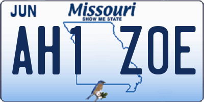 MO license plate AH1Z0E