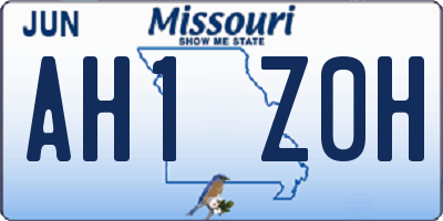 MO license plate AH1Z0H