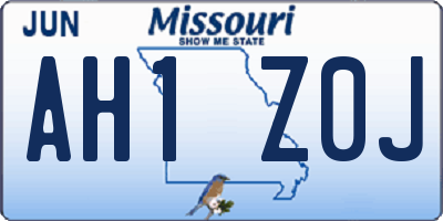 MO license plate AH1Z0J