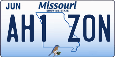 MO license plate AH1Z0N