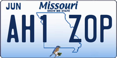 MO license plate AH1Z0P