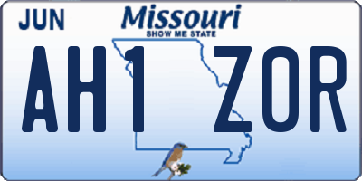 MO license plate AH1Z0R