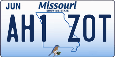 MO license plate AH1Z0T