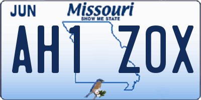 MO license plate AH1Z0X