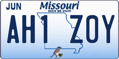 MO license plate AH1Z0Y