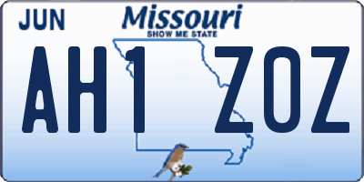 MO license plate AH1Z0Z