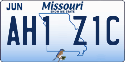 MO license plate AH1Z1C