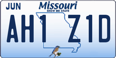 MO license plate AH1Z1D