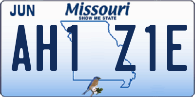 MO license plate AH1Z1E