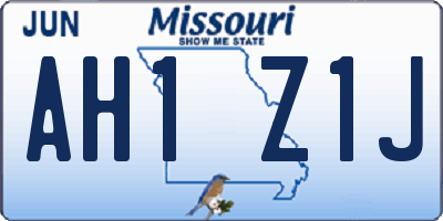 MO license plate AH1Z1J