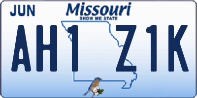 MO license plate AH1Z1K