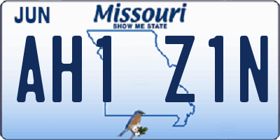 MO license plate AH1Z1N