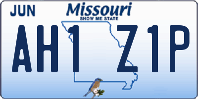 MO license plate AH1Z1P