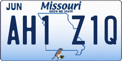 MO license plate AH1Z1Q