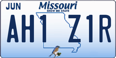 MO license plate AH1Z1R